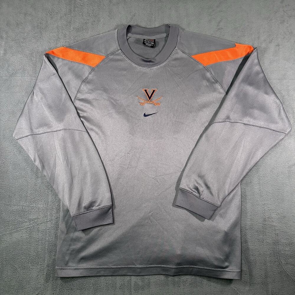 Nike Virginia Cavaliers Shirt Gray Men’s S Dri-Fit Long Sleeve NCAA Athletic